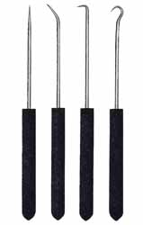 TOOL - SPECIALTY - ULLMAN<br><font size=3><b> 4 Piece Hook and Pick Set with Cushion Grip Handles