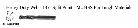 DRILL BIT - CLEARANCE - STUBBY<br><font size=3><b>#25 x 2-1/16 135 Split Pnt - HSPD Bit (ea)