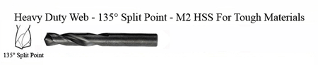 DRILL BIT - METAL CUTTING - STUBBY<br><font size=3><b>1/4 x 2-1/2 135 Split Pnt-HSPD Bit (ea)