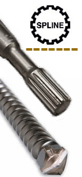 DRILL BIT - MASONRY - HAMMER - SPLINE<br><b>1-1/2 x 18 (QUAD TIP) Spline Drive Hammer Bit