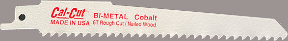 SAW & BLADE - RECIP - VANGUARD<br><b>6 x 5/8T (.050) Cobalt Wood/Nail Cutting Recip (ea)
