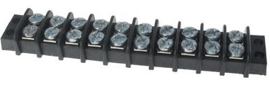 CONNECTOR - BARRIER STRIP <br><font size=3><b>.375 - 10 Pole Black 2-Row Barrier Strip (ea)