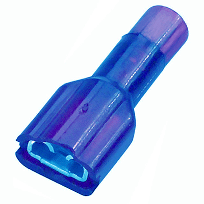 CONNECTOR - CRIMP - DISCONNECT - NYLON <br><font size=3><b>16-14 Blue Nylon Female .250 (100)