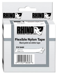 WIRE ID PRODUCTS -  LABELS - RHINO<br><font size=3><b>3/4 WHITE Flexible Nylon Label Cartridge (ea)