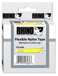 WIRE ID PRODUCTS -  LABELS - RHINO<br><font size=3><b>1/2 YELLOW Flexible Nylon Label Cartridge (ea)
