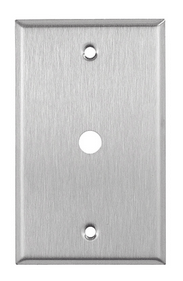 PLUG & JACK - PLATE - WALL<br><font size= 3><b>S/Steel 1-Gang Wall Plate w/th .406 Hole (ea)