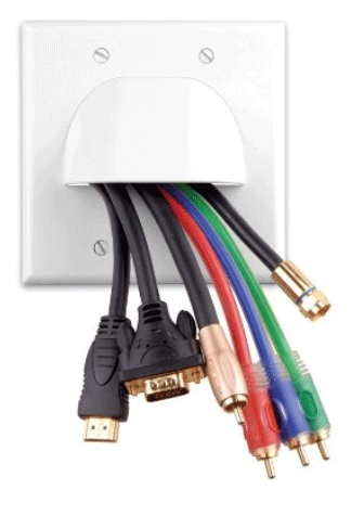 PLUG & JACK - PLATE - FUNNEL<br><font size= 3><b>2-Gang (Reversible) Bulk Cable Feed-Thru Plate