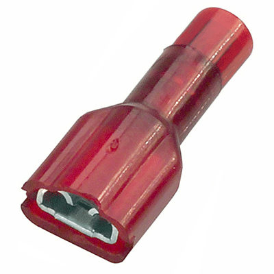 CONNECTOR - CRIMP - DISCONNECT - NYLON <br><font size=3><b>22-18 Red Nylon Female .250 (1,000)