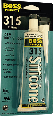 ADHESIVES & SEALANTS -  SILICONE<br><font size=3><b>3 oz.  Silicone Adhesive Sealant (Clear)