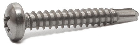 SCREWS - SELF DRILLING - STAINLESS<br><font size=3><b>8-18 x 1 Stainless Phil Pan HD (6,000)