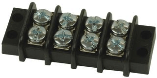 CONNECTOR - BARRIER STRIP <br><font size=3><b>.375 - 4 Pole Black 2-Row Barrier Strip (Each)