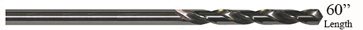DRILL BIT-EXTENDED RIGID <br><font size=3><b>3/8 x 60 Aircraft Ext. HSPD 135&deg; Split Pt. Bit