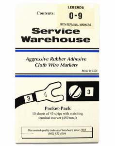 WIRE ID PRODUCTS -  MARKER BOOKS<br><font size=3><b>0-9 Cloth Adhesive Booklet (ea)