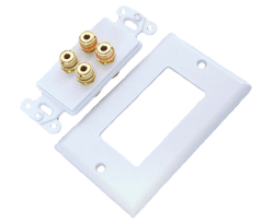 HOME THEATER - PLATE - BINDING POST<br><font size=3><b>4 Gold Binding Post Jack Decora Plate