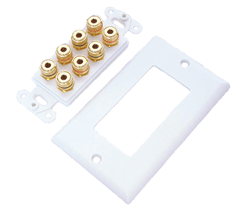 HOME THEATER - PLATE - BINDING POST<br><font size=3><b>8 Gold Binding Post Jack Decora Plate