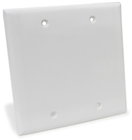 PLUG & JACK - PLATE - BLANK<br><font size= 3><b>WHITE 2-Gang 