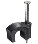 WIRE CLAMP - PLASTIC - NAIL<br><font size= 3><b>.275 (RG-6) Black One Nail Clip (100)