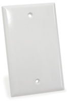 PLUG & JACK - PLATE - BLANK<br><font size= 3><b>WHITE 1-Gang 