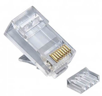 PLUG & JACK-TELECOM-PLUGS<br><font size= 3><b>CAT 6 (8P8C) Round Cable 2pc Modular Plug  (100 PCS)