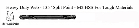 DRILL BIT - METAL CUTTING - DOUBLE ENDED<br><font size=3><b>#11 x 2-1/4 135 Split Pnt HSPD Bit ea