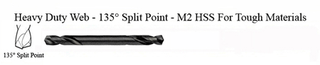 DRILL BIT - METAL CUTTING - DOUBLE ENDED<br><font size=3><b>#20 x 2-1/8 135 Split Pnt HSPD Bit ea