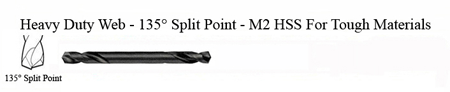 DRILL BIT - METAL CUTTING - DOUBLE ENDED<br><font size=3><b>#30 x 2 135 Split Pnt HSPD Bit ea