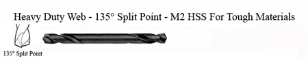 DRILL BIT - METAL CUTTING - DOUBLE ENDED<br><font size=3><b>3/16 x 2-3/16 135 Split Pnt HSPD Bit ea