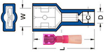 CONNECTOR - CRIMP-DISCONNECT-HEAT SHRINK<br><font size=3><b>22-18 Red Heat Shrink Female .250 (1000)