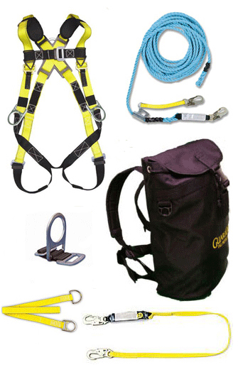 SAFETY - FALL PROTECTION KIT<br><font size=3><b>(M-L) Duffle w/Harness, 50' Lifeline w/Lanyard & Anc