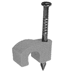 WIRE CLAMP - PLASTIC - NAIL<br><font size= 3><b>.250 (RG-59) Grey One Nail Clip (100)