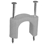 WIRE CLAMP - PLASTIC - NAIL<br><font size= 3><b>.712 (1/2 EMT) Grey Two Nail Strap (50)