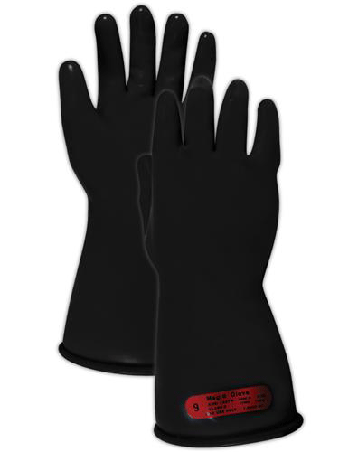 SAFETY - APPAREL - GLOVES<br><font size=3><b>Sz (9) Class 00 Black Rubber Hot Gloves 11