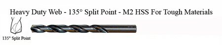 DRILL BIT - METAL CUTTING - JOBBER<br><font size=3><b>#3 Hvy Dty 135 Split Point - HSPD Bit (ea)