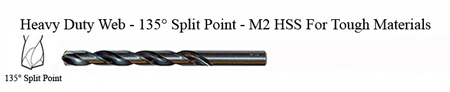 DRILL BIT - METAL CUTTING - JOBBER<br><font size=3><b>#7 Hvy Dty 135 Split Point - HSPD Bit (ea)