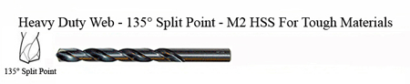 DRILL BIT - METAL CUTTING - JOBBER<br><font size=3><b>#16 Hvy Dty 135 Split Point - HSPD Bit (ea)