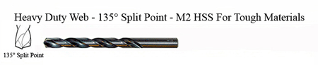 DRILL BIT - METAL CUTTING - JOBBER<br><font size=3><b>#17 Hvy Dty 135 Split Point - HSPD Bit (ea)