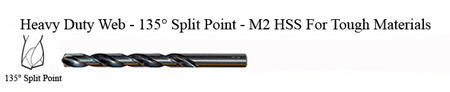 DRILL BIT - METAL CUTTING - JOBBER<br><font size=3><b>#19 Hvy Dty 135 Split Point - HSPD Bit (ea)