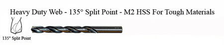 DRILL BIT - METAL CUTTING - JOBBER<br><font size=3><b>#20 Hvy Dty 135 Split Point - HSPD Bit (ea)