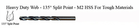 DRILL BIT - METAL CUTTING - JOBBER<br><font size=3><b>#21 Hvy Dty 135 Split Point - HSPD Bit (ea)