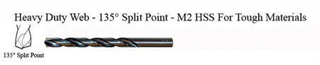 DRILL BIT - METAL CUTTING - JOBBER<br><font size=3><b>#22 Hvy Dty 135 Split Point - HSPD Bit (ea)