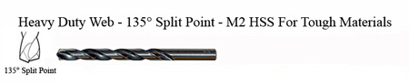 DRILL BIT - METAL CUTTING - JOBBER<br><font size=3><b>#24 Hvy Dty 135 Split Point - HSPD Bit (ea)