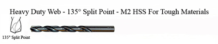 DRILL BIT - METAL CUTTING - JOBBER<br><font size=3><b>#25 Hvy Dty 135 Split Point - HSPD Bit (ea)