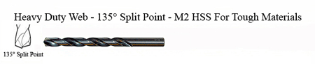 DRILL BIT - METAL CUTTING - JOBBER<br><font size=3><b>#26 Hvy Dty 135 Split Point - HSPD Bit (ea)