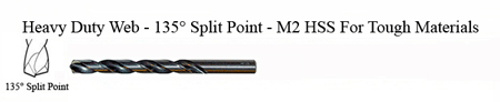 DRILL BIT - METAL CUTTING - JOBBER<br><font size=3><b>#28 Hvy Dty 135 Split Point - HSPD Bit (ea)