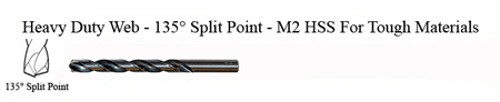 DRILL BIT - METAL CUTTING - JOBBER<br><font size=3><b>#34 Hvy Dty 135° Split Point - HSPD Bit (ea)