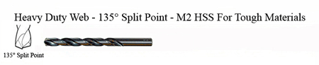 DRILL BIT - METAL CUTTING - JOBBER<br><font size=3><b>#34 Hvy Dty 135 Split Point - HSPD Bit (ea)