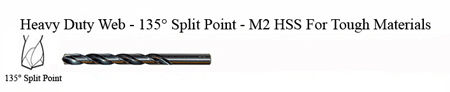 DRILL BIT - METAL CUTTING - JOBBER<br><font size=3><b>#36 Hvy Dty 135 Split Point - HSPD Bit (ea)