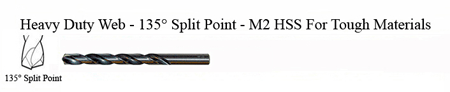 DRILL BIT - METAL CUTTING - JOBBER<br><font size=3><b>#37 Hvy Dty 135° Split Point - HSPD Bit (ea)