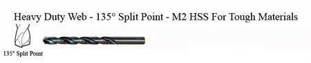 DRILL BIT - METAL CUTTING - JOBBER<br><font size=3><b>#37 Hvy Dty 135 Split Point - HSPD Bit (ea)