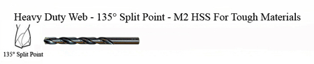 DRILL BIT - METAL CUTTING - JOBBER<br><font size=3><b>#38 Hvy Dty 135° Split Point - HSPD Bit (ea)